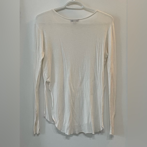 White Side Split Long sleeve Top- size S - Picture 2 of 2